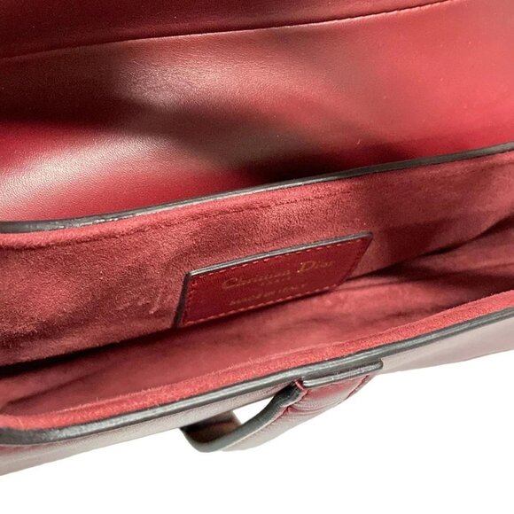 Auth DIOR/ChristianDior Saddle Bag Red Leather Handbag - Picture 15 of 16